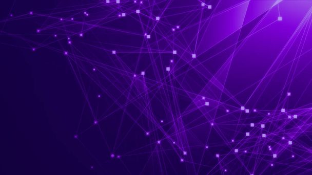 Red tecnológica poligonal violeta púrpura abstracta con fondo de tecnología de conexión. Puntos abstractos y líneas textura fondo. renderizado 3d. - Foto, Imagen
