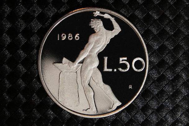 50 lirów stare monety, Włochy - Zdjęcie, obraz