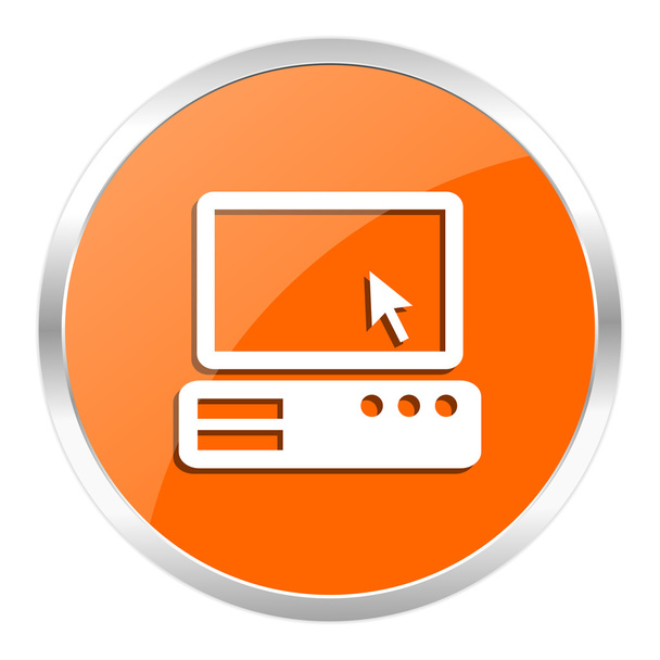 computer orange glossy icon - 写真・画像