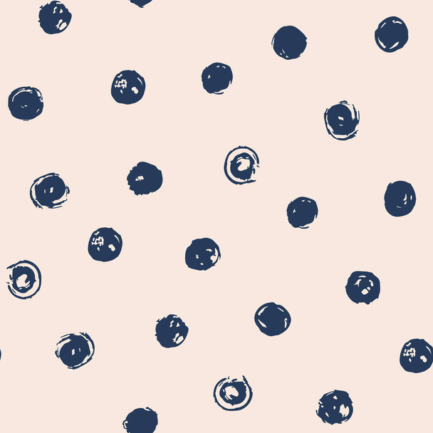 Hand drawn seamless vector pattern with abstract circles. Trendy colored vector background for prints, textile and wallpaper. Modern backdrop in grunge style. Simple decorative dots pattern - Vector, Image