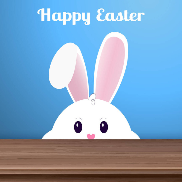Easter Bunny with Thick Cheeks and Happy Holidays - Vector illustration - Vector, Image