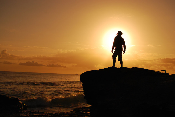 muž v klobouku na sunset - Fotografie, Obrázek