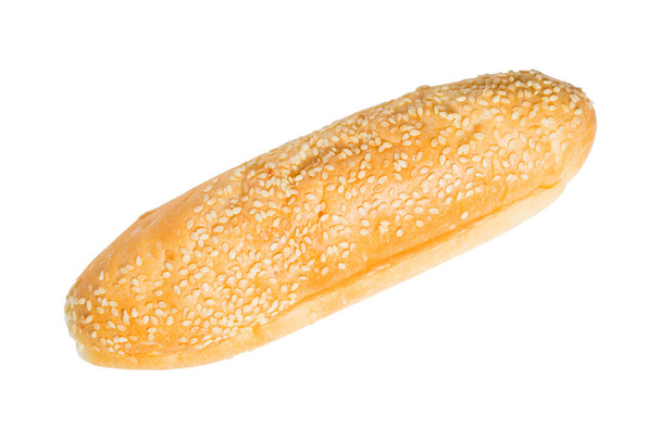 Single Bread with White Sesame Seed Original taste, separate white background. - Photo, Image