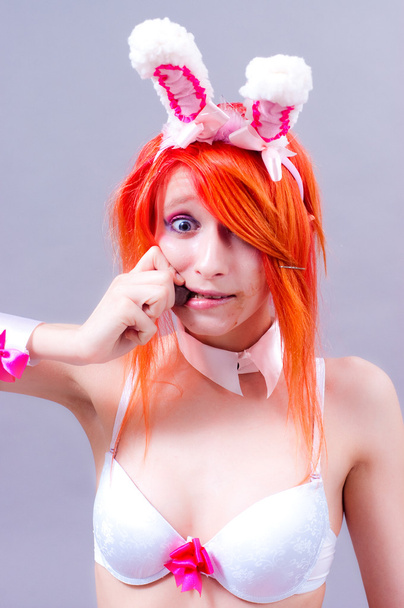 Woman in underwear with bunny ears - Foto, Bild