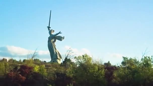 View from the train window on the monument Motherland, Volgograd, Russia. - Záběry, video
