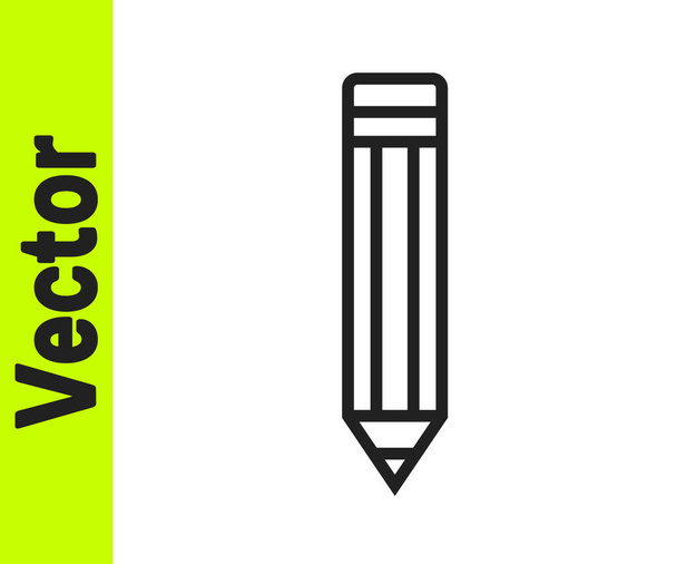 Fekete vonal ceruza ikon elszigetelt fehér alapon. Rajzoló és oktatási eszközök. Iskolai iroda szimbólum. Vektor. - Vektor, kép