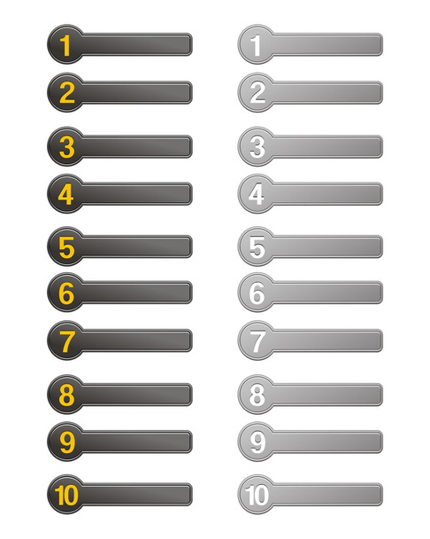 10 list button - black and grey - Διάνυσμα, εικόνα