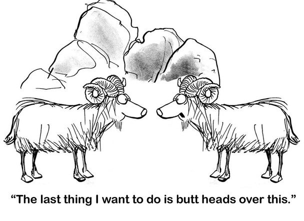 Rams wollen ihr Problem ohne Kopfschütteln lösen. - Foto, Bild