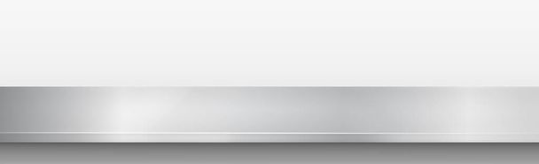 Металлическая кухонная столешница, металлическая текстура, большой стол на белом фоне - векторная иллюстрация - Вектор,изображение