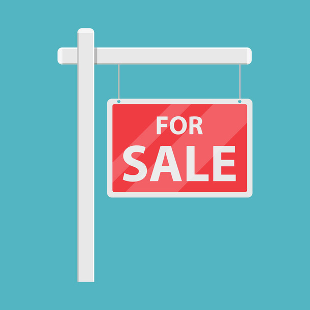 Продажа дома знак векторного дизайна иллюстрация изолированы на синем фоне - Вектор,изображение