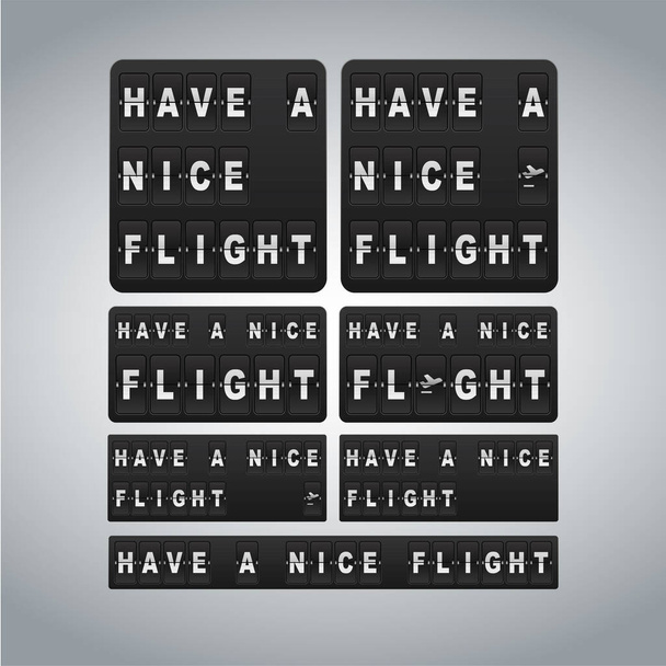 Надпись: "Приятного полета", разработанная на флип-борде аэропорта, показывает, что вам понравится полет на самолете с расписанием вылетов и прибытия пассажиров.. - Вектор,изображение