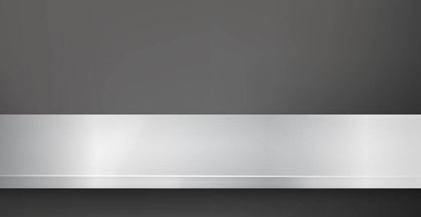 金属製のキッチンカウンター、鉄の質感、黒い背景の大きなテーブル-ベクトルイラスト - ベクター画像