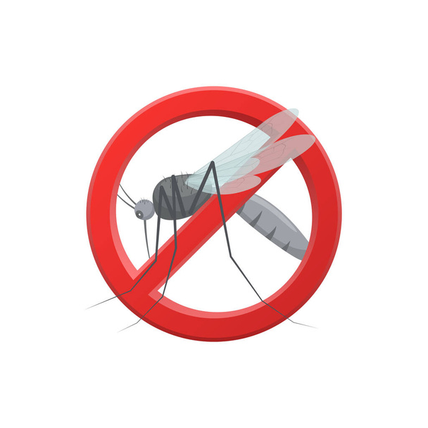 Mosquito stop sign vector design illustration isolated on white background - Vector, Image