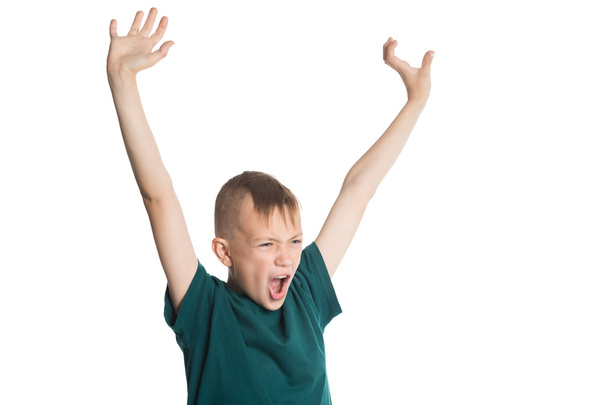 Screaming boy with hands raised - Foto, Imagen