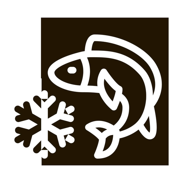 gefrorenen Fisch Symbol Vector Glyph Illustration - Vektor, Bild