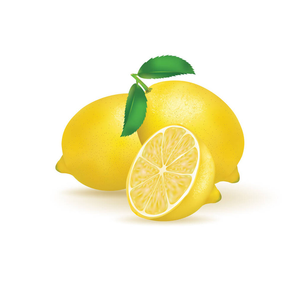fruta fresca de limón aislada sobre fondo blanco. ilustración vector realista - Vector, Imagen