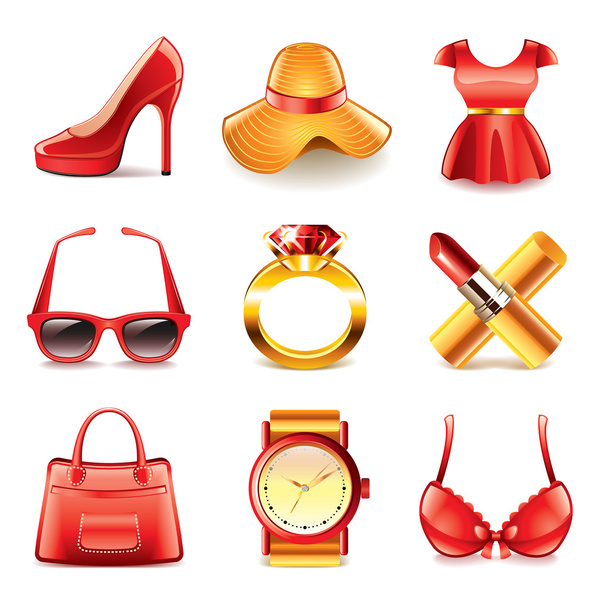 Fashion and shopping icons vector set - Vector, Image