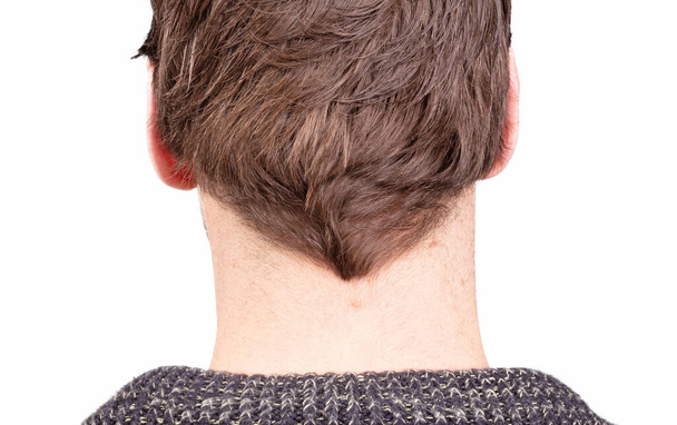 Adult man hair from behind, in need of a haircut, isolated - Photo, Image