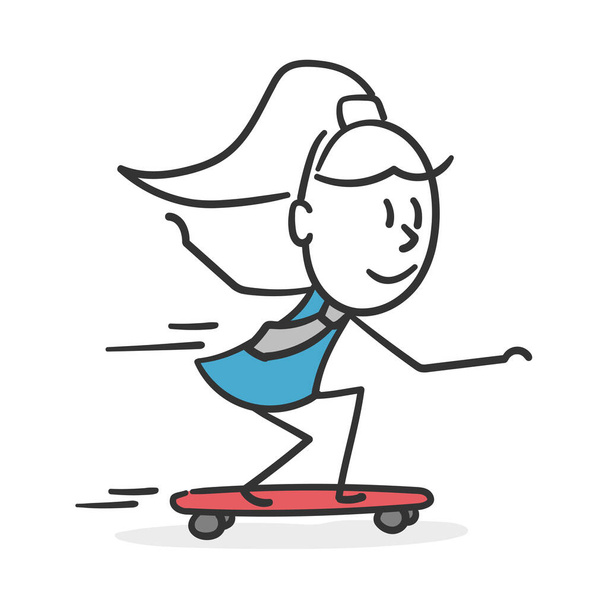 Клейка жінка катається на ковзанах. Концепція швидкої і впевненої бізнес-леді в повсякденній роботі
 - Вектор, зображення