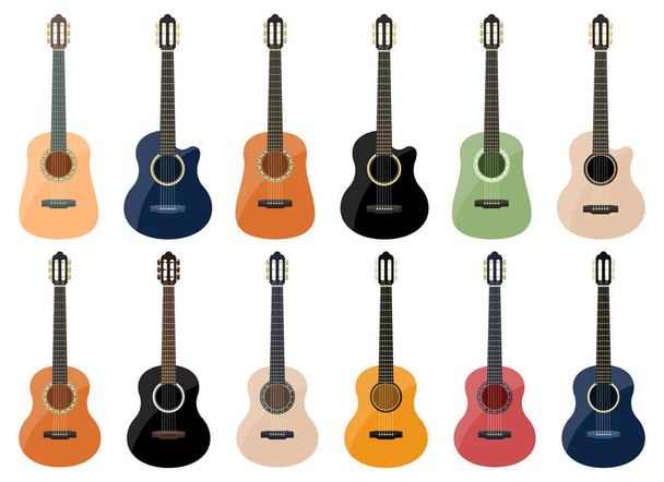Stylish classical guitar vector design illustration isolated on white background - Vector, Image