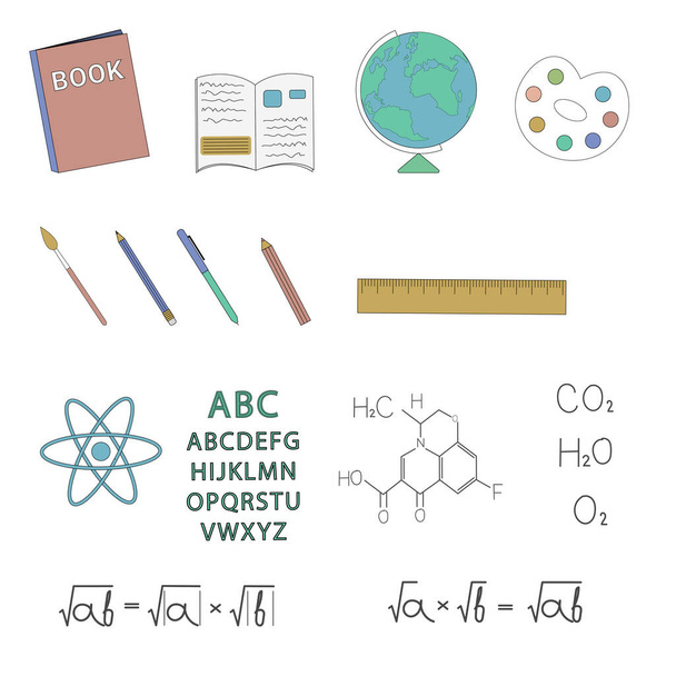 School objects and subjects linear set. - Vector, Image