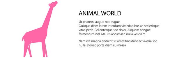 Banner de jirafa rosa, concepto de mundo animal, ilustración vectorial - Vector, Imagen