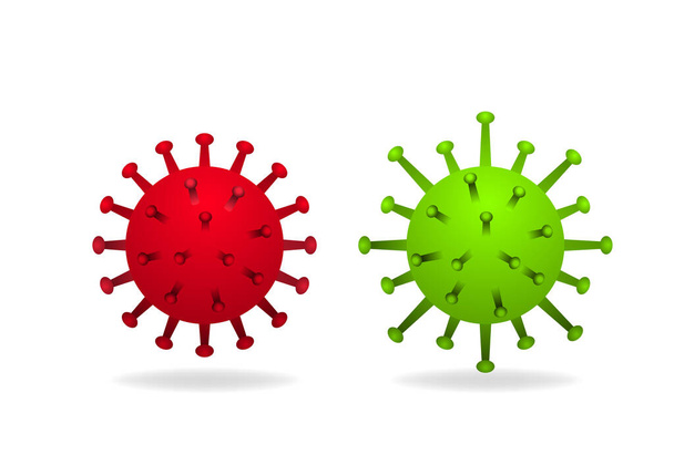 Virus 3D aislado y células cancerosas en blanco, arte vectorial - Vector, Imagen