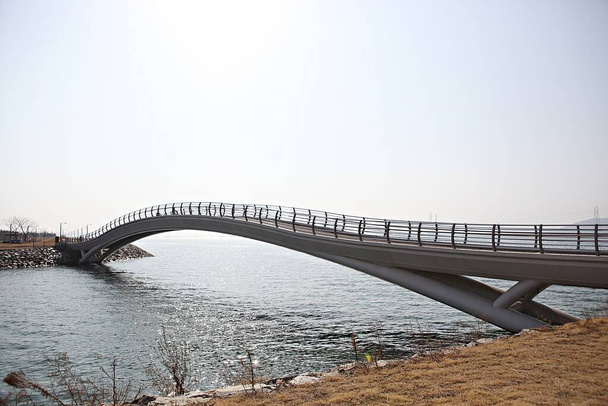 this is a bicycle road at sihwa lake park in korea - Foto, afbeelding