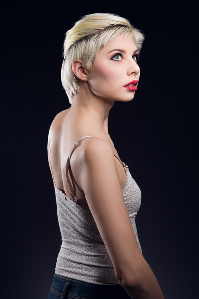 Young blonde woman with creative haircut - Photo, Image