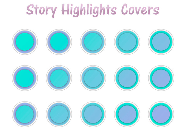 Zestaw Instagram Story Highlights obejmuje ikony. Kolorowe tło gradientowe. Zestaw szablonów dla serwisów społecznościowych i blogów, 3D  - Zdjęcie, obraz