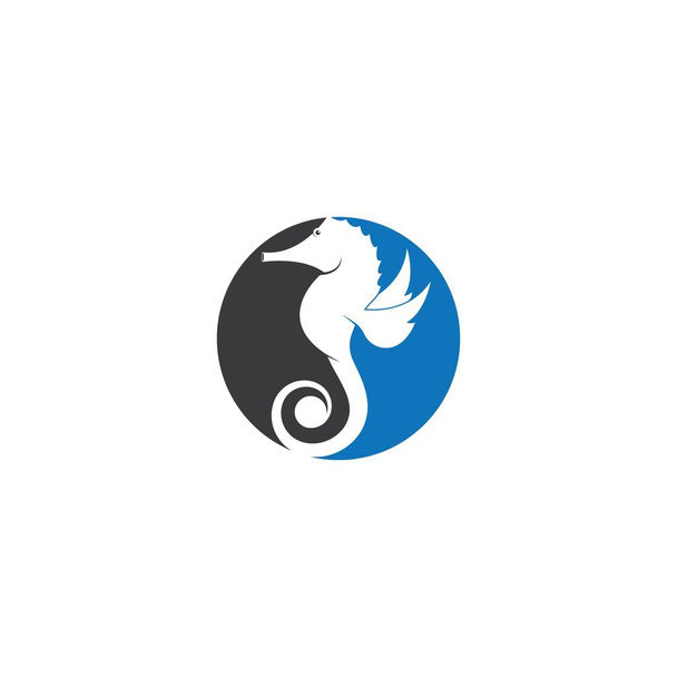 Sea horse illustration logo vector flat design - Vector, Image