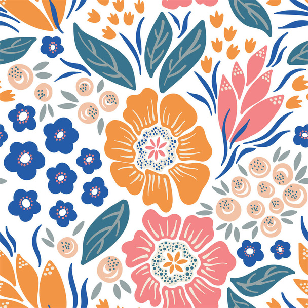 Flower colorful vector seamless pattern background texture. - Vektör, Görsel