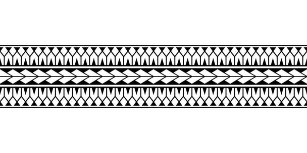 Maori polynesian tattoo bracelet. Tribal sleeve seamless pattern vector. Samoan border tattoo design fore arm or foot. Armband tattoo tribal. band fabric seamless ornament isolated on white background - Vector, Image