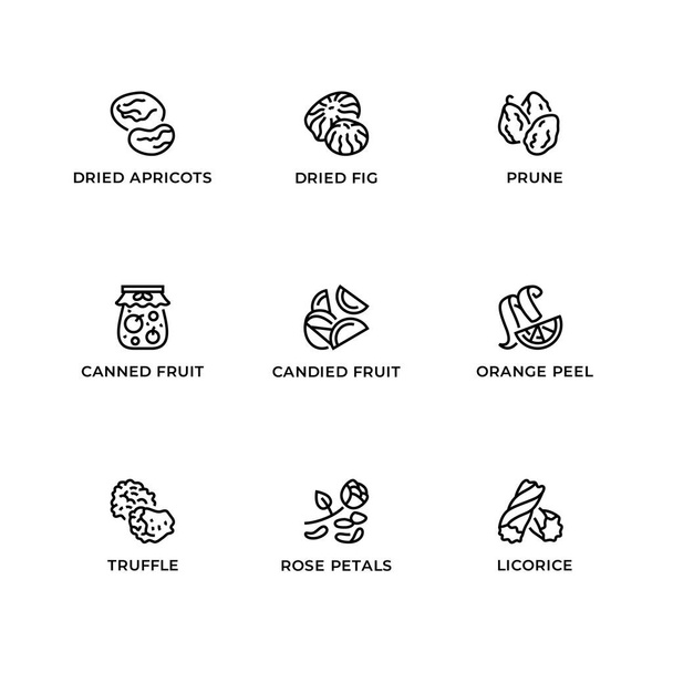 Vektor-Set aus Designelementen, Logodesign-Vorlage, Symbolen und Abzeichen für kulinarische Spezialitäten. Liniensymbol gesetzt, editierbarer Strich. - Vektor, Bild