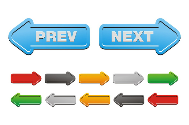 Prev and next buttons - arrow buttons - Vettoriali, immagini