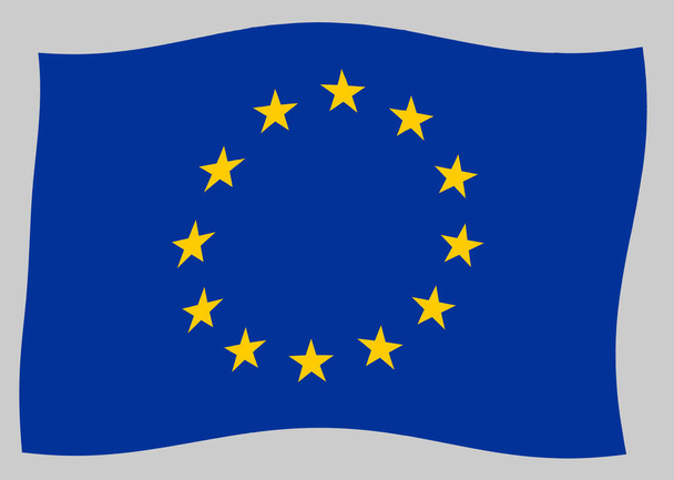 флаг Европейского Союза (ЕС), иначе Европа, летящая на ветру - Фото, изображение