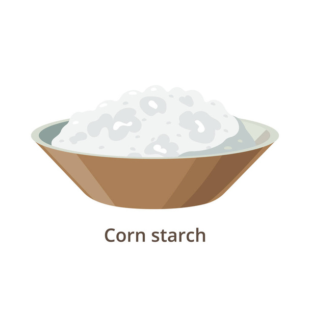Almidón de maíz, almidón de maíz - ilustración vectorial en diseño plano aislado sobre fondo blanco - Vector, imagen