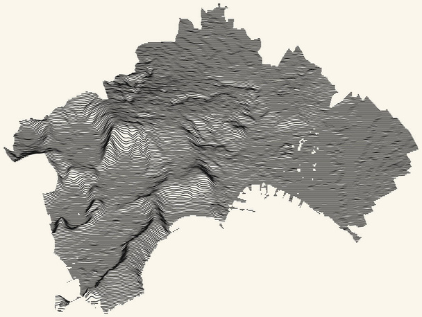 Топографическая карта Неаполя, Италия с черными контурами на бежевом фоне - Вектор,изображение