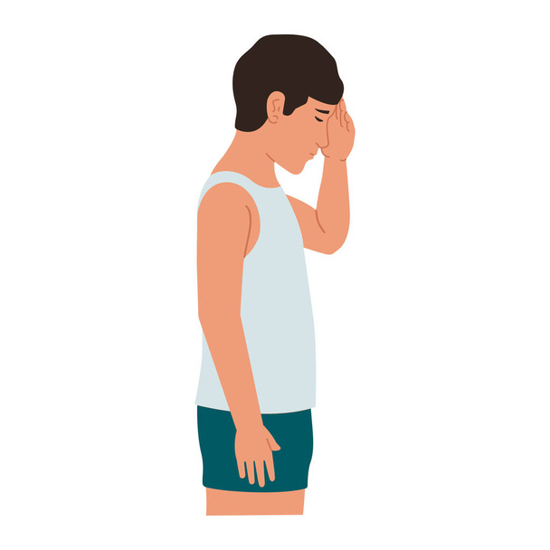 Vector illustration of a guy experiencing stress, isolated on a white background - Vektor, obrázek