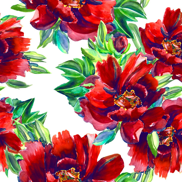 rode poenies naadloze patroon - Foto, afbeelding