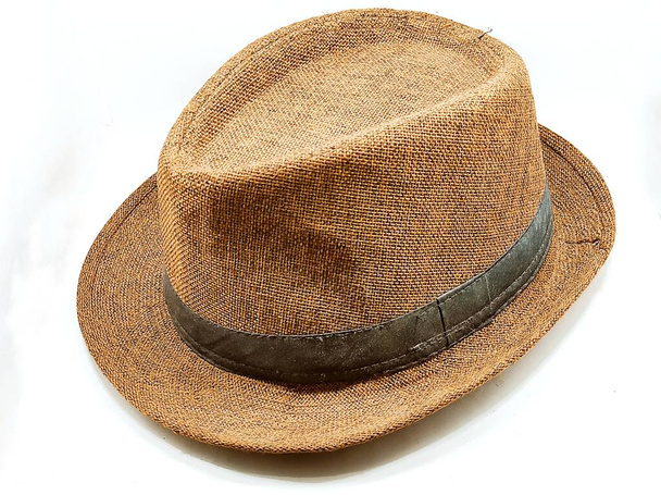  round panama Or straw hat on white background - Photo, Image