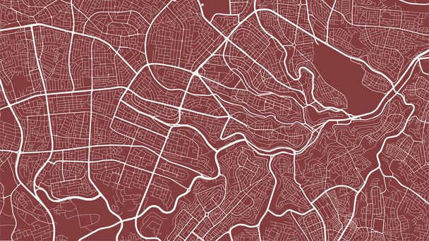 Mapa de fondo de vector rojo, calles del área de la ciudad de Ammán e ilustración de cartografía de agua. proporción de pantalla ancha, plano digital diseño streetmap. - Vector, Imagen