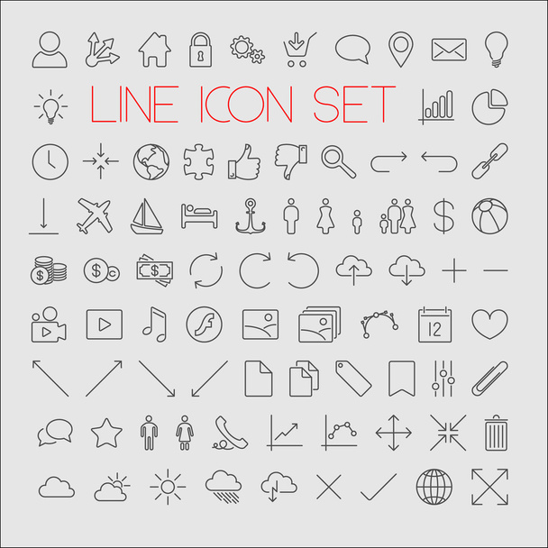Conjunto de ícones de linha fina moderna grande
 - Vetor, Imagem