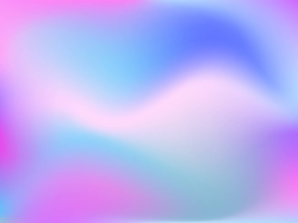 Holographischer Hintergrund. Helle, glatte Maschen verschwimmen mit futuristischen Mustern in rosa, blau, grünen Farben. Modischer Anzeigenvektor. Intensiver Verlauf des holographischen Spektrums für Druckerzeugnisse, Umschläge. - Vektor, Bild