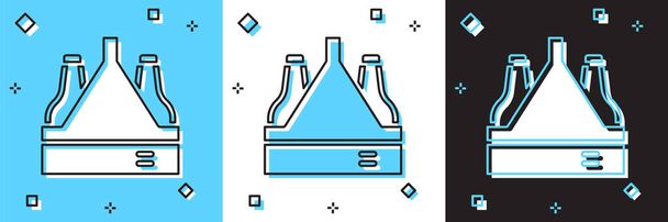 Набір Пакет пивних пляшок ізольовано на синьо-білому, чорному тлі. Ящик для ящика для пива. Векторні
 - Вектор, зображення