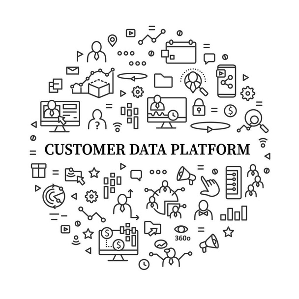 Αφίσα κύκλου πλατφόρμας δεδομένων πελατών - Διάνυσμα, εικόνα