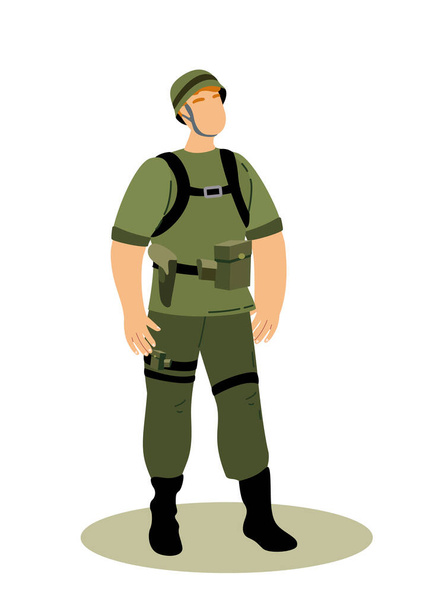Guard Officer Soldier Military Man, Personnel Army Dressed in Camouflage Uniform.Soldier,Secret service agent,Combat,Serdeant,Capitan,Army Man, Guard House with Weapon.Flat Cartoon Vector illustration - Photo, Image