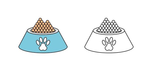 Ensemble d'icônes de bol pour chat. Nourriture complète pour chat art mûr isolé sur fond blanc. Illustration vectorielle d'art en ligne technique. Vétérinaire pour animaux à la maison. Jeu de lignes modifiable. - Vecteur, image