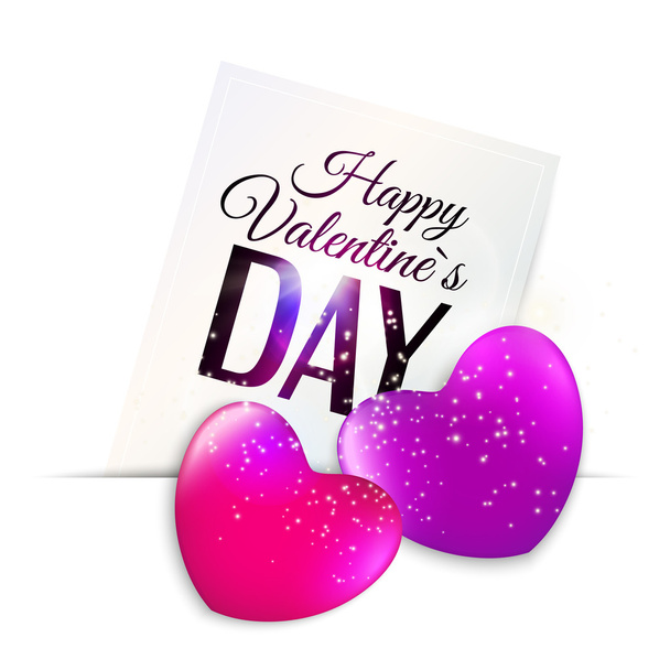 Happy Valentine's Day lettering Greeting Card with hearts. - Vector, Image