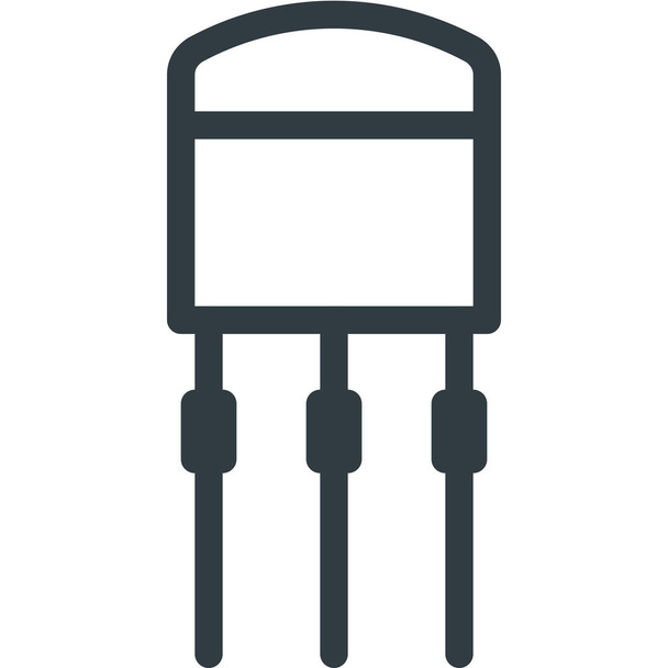 icono de transistor de ciencia electrónica en estilo de esquema - Vector, imagen